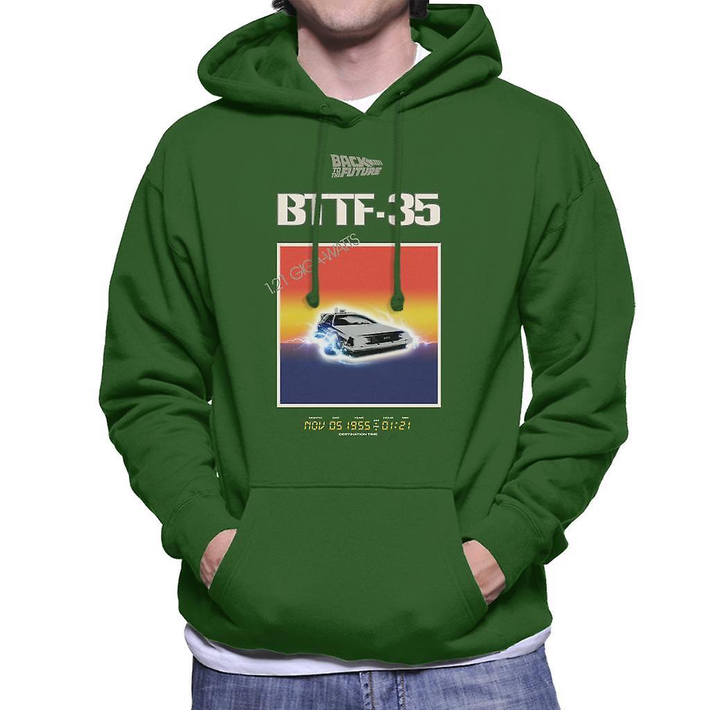 Back to the Future 35th Anniversary Sunset Men's Hooded Sweatshirt Bottle Green Large