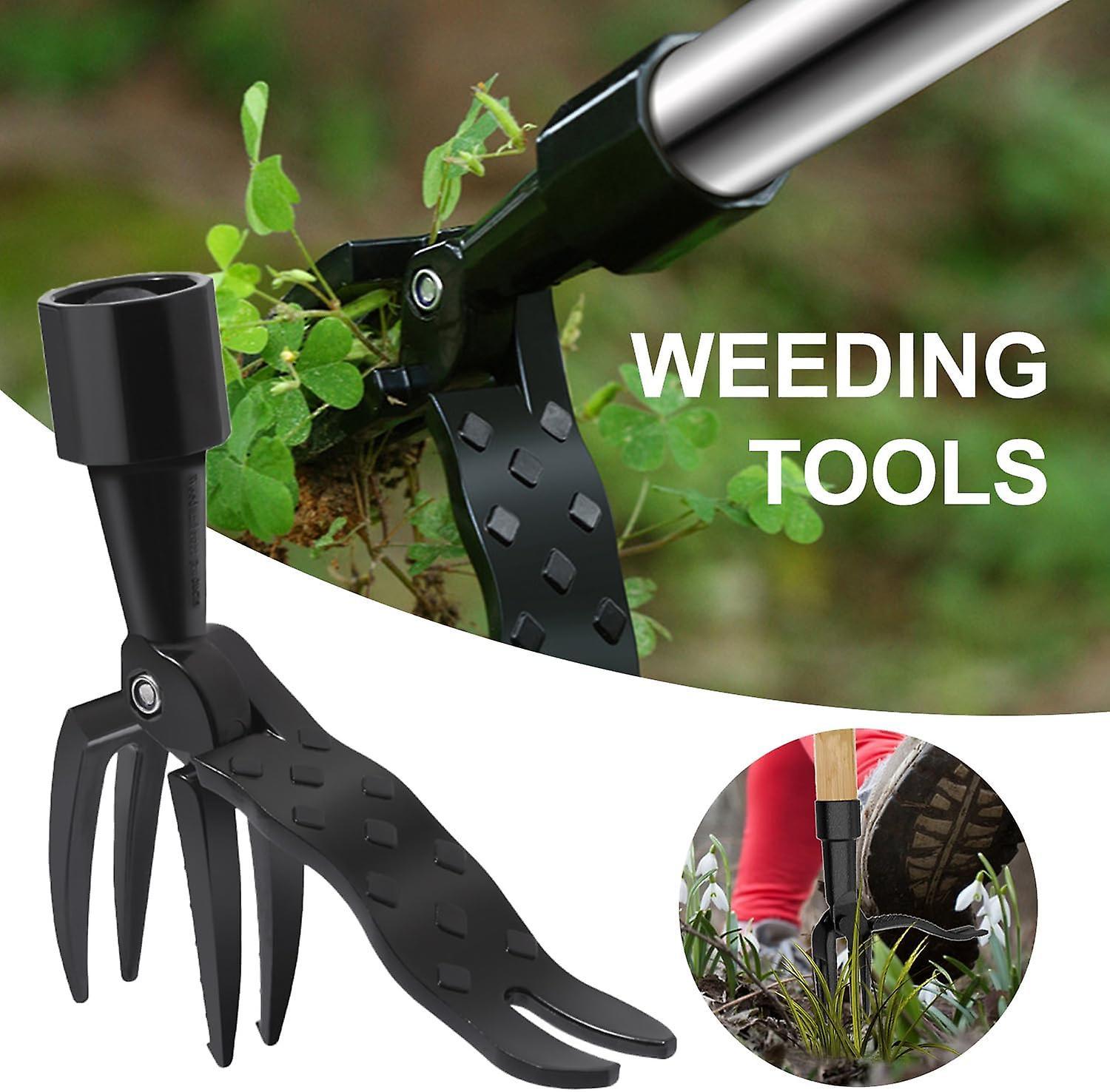 Longzhen Weed Puller Tool, Stand Up Weeding Tool, Manual Weeder Tool Hand Weed Root Pulling Tool, Detachable Long Handle, Grabber for Garden Black ...