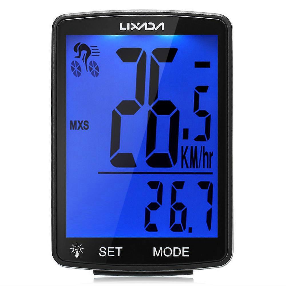 LIXADA Wireless Bike Computer Multi Functional LCD Screen Bicycle Computer Mountain Bike Speedometer Odometer IPX6 Waterproof Cycling Measurable Te...