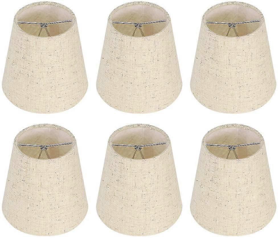 Zhiyi 6pcs Lamp Shades Wall Lamp Chandelier Clip On Lampshade E14 Screw Linen Small Lamp Shades For Table Lamps