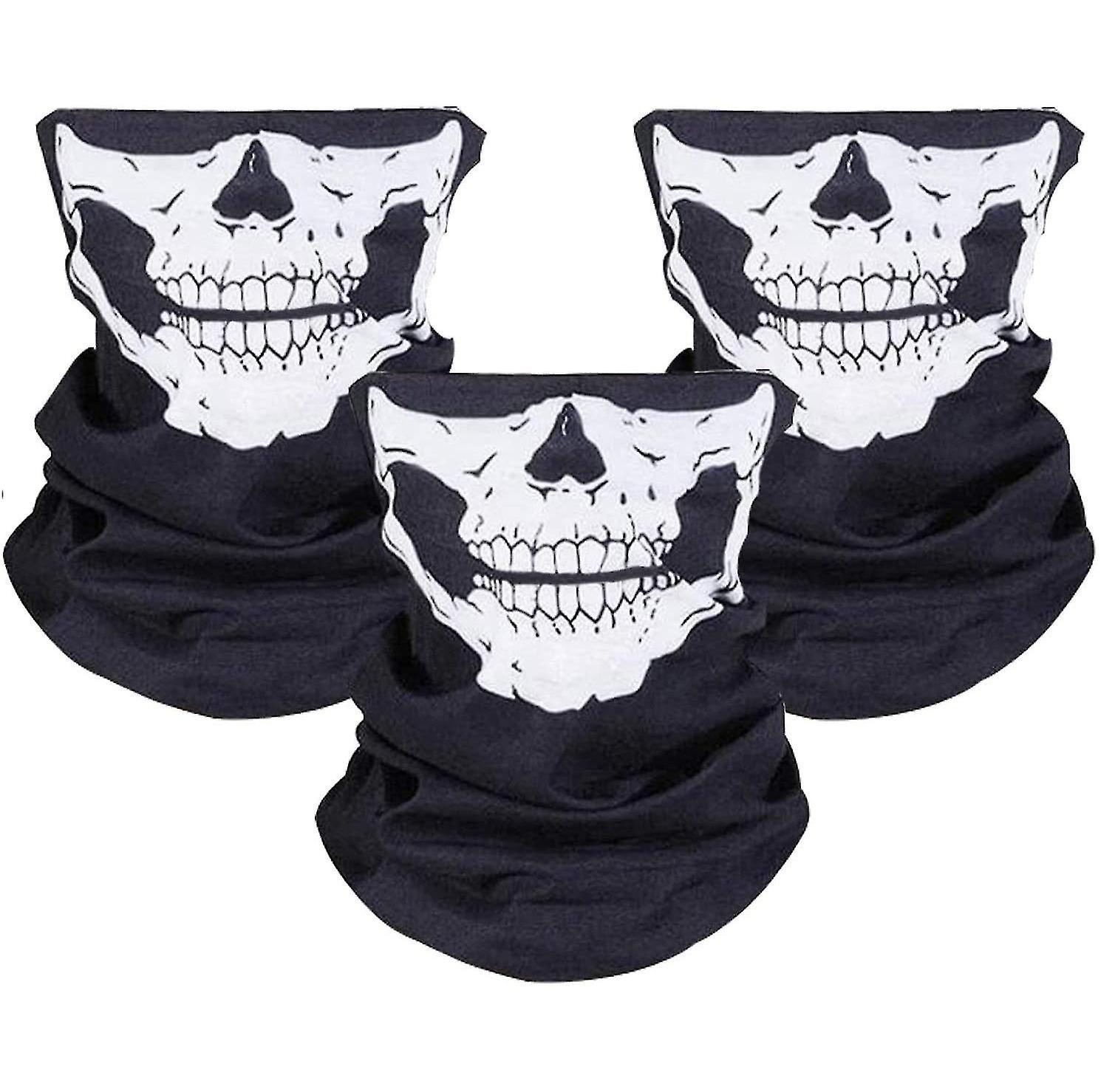 Cryin 3 Piece Seamless Skull Face Tube Mask Motorcycle Face Mask For Motorcycle, Bike