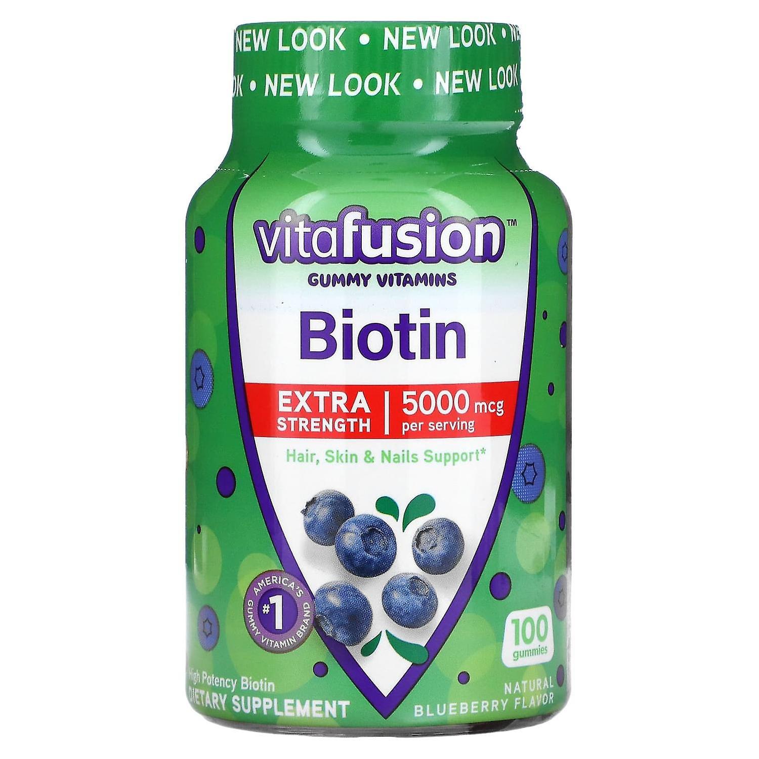 VitaFusion, Biotin, Extra Strength, Natural Blueberry, 2,500 mcg, 100 Gummies