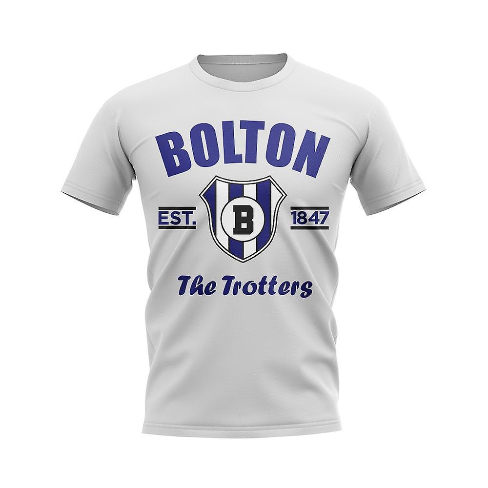 UKSoccerShop Bolton Established Football T-Shirt (White) Medium (38-40 inch)