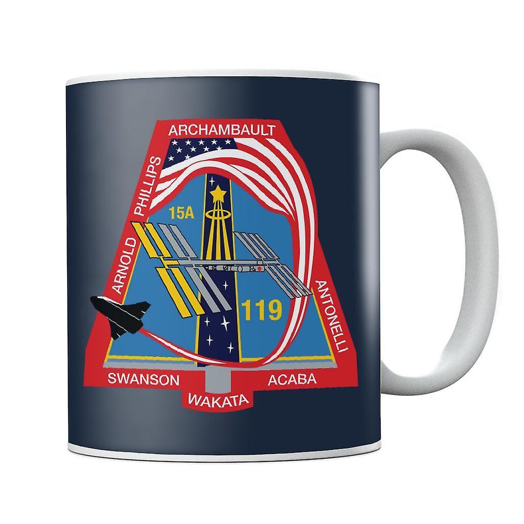 NASA STS 119 Space Shuttle Discovery Mission Patch Mug Navy Blue 10oz