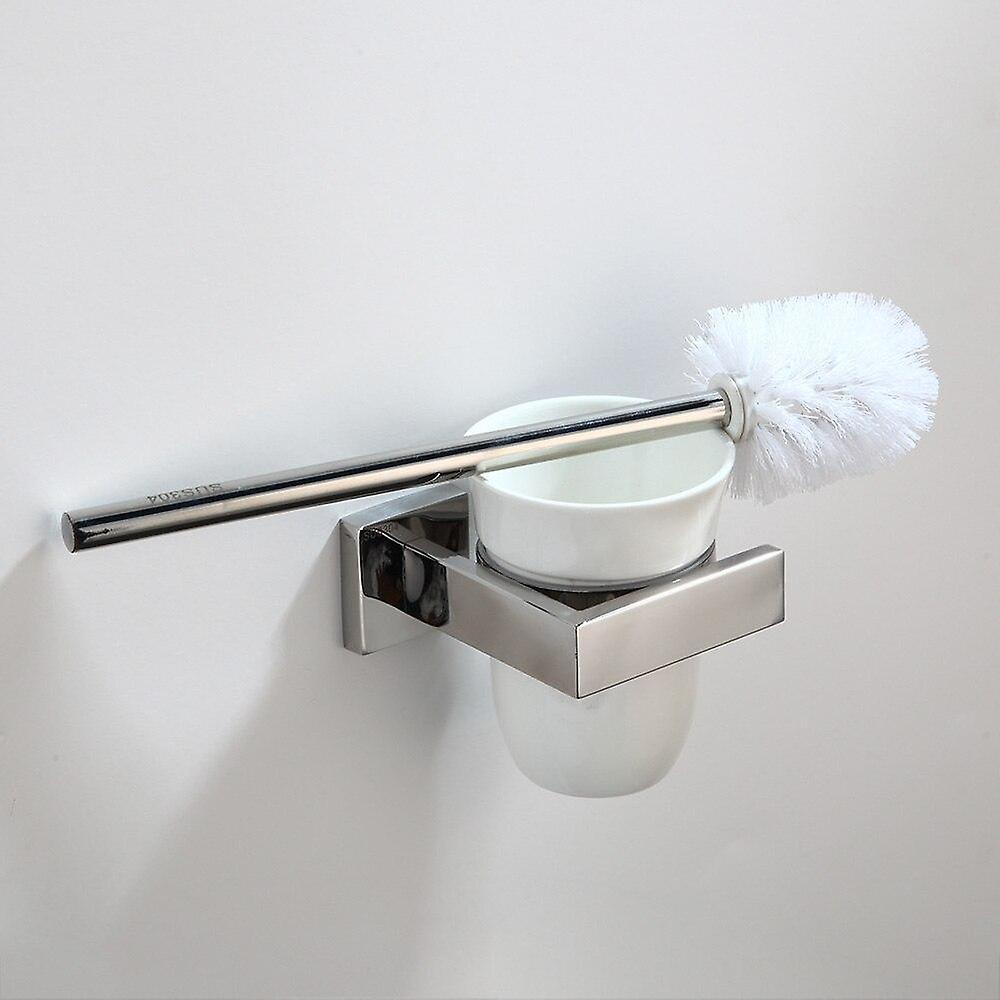 Slowmoose Chrome Polish Hardware Set, Stainless Steel Toilet Tools Holder Toilet brush