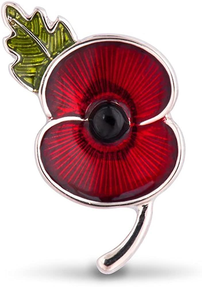 Acsergery Red Poppy Brooch Lapel Pin Enamel Badge Ribbon Flowers Green Leaf Lest We For Acsergeryget Gift