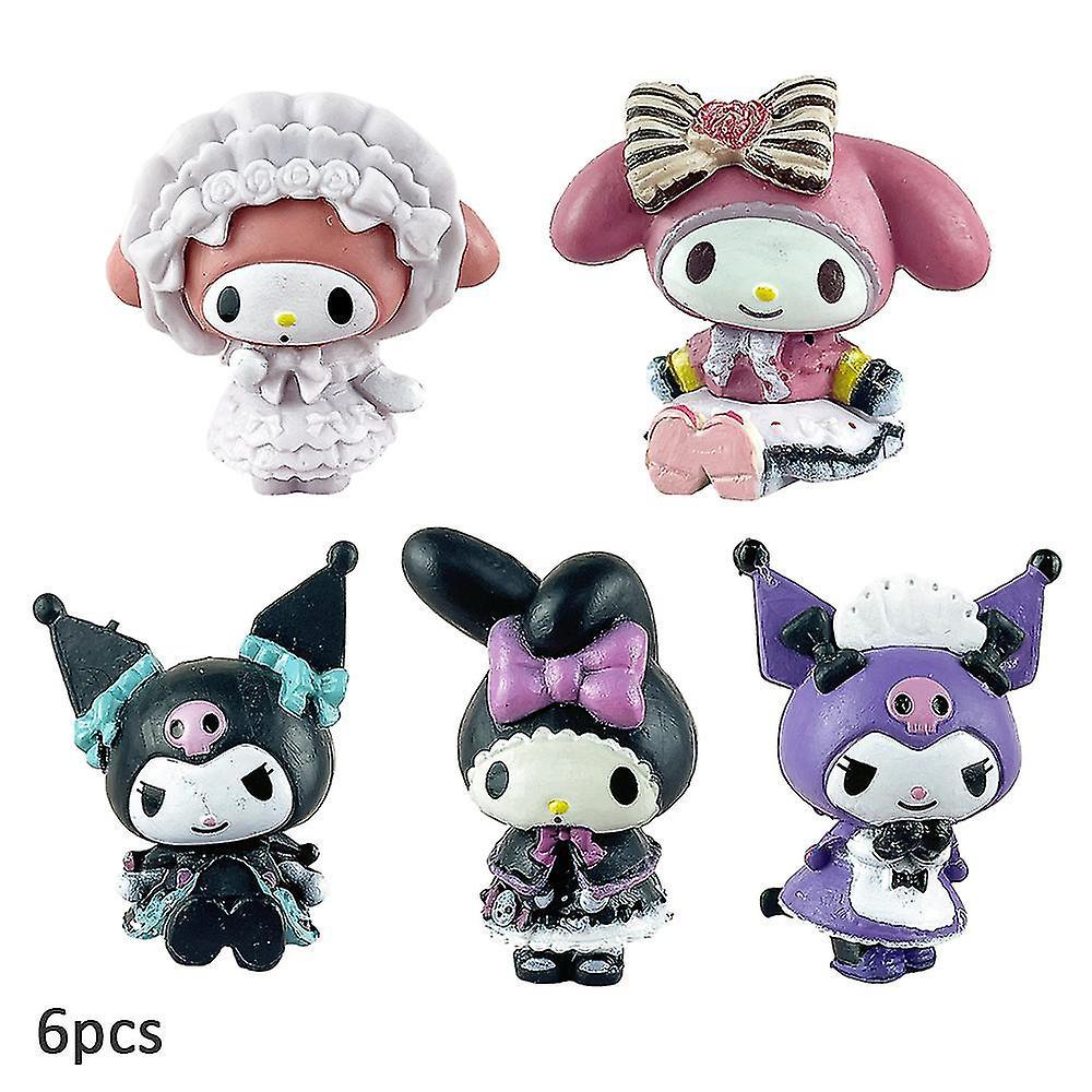 Shinestar 5pcs Mini Sanrio Kuromi My Melody Anime Action Figures, Pvc Model Figurine Collection, Cake Topper Decoration, Kids Girls Gifts