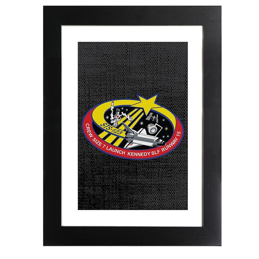 NASA STS 123 Space Shuttle Endeavour Mission Patch Framed Print Black 39 x 52 cm