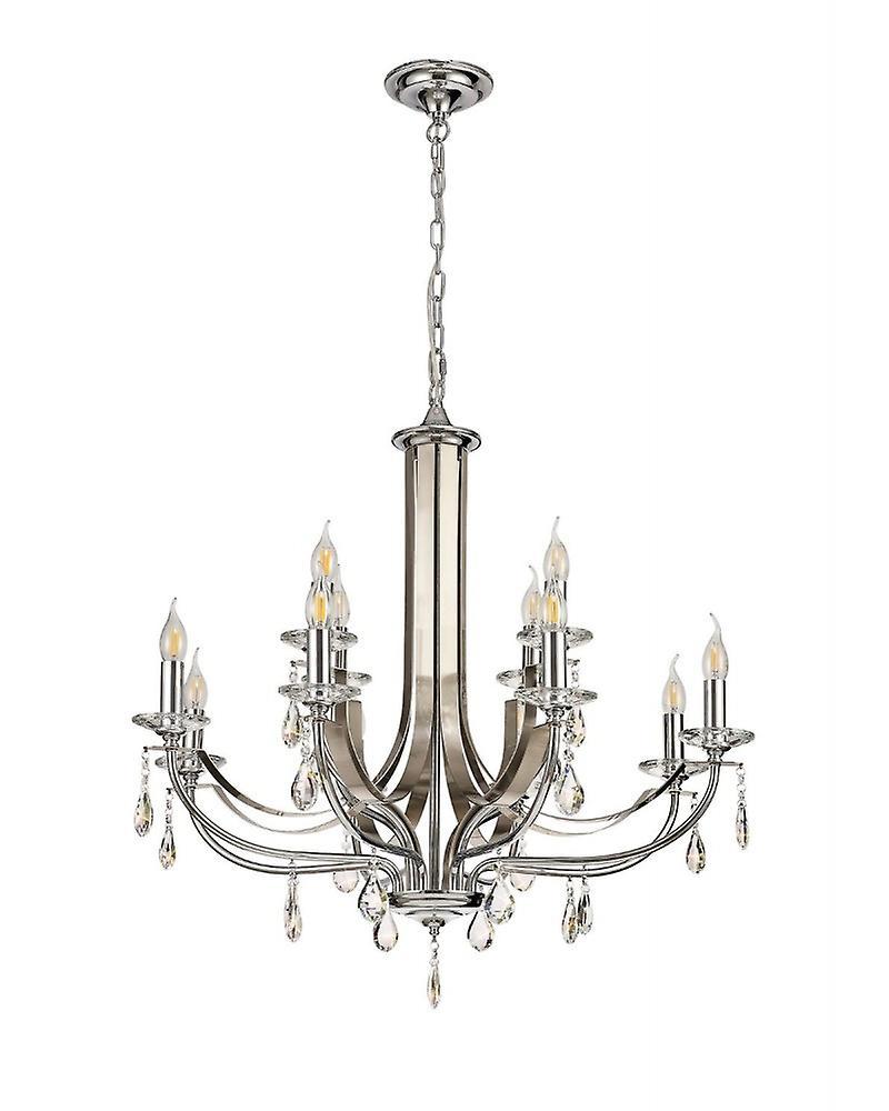 Volani Jessie Pendant 12 Light E14 Polished Chrome/satin Nickel/clear Crystal