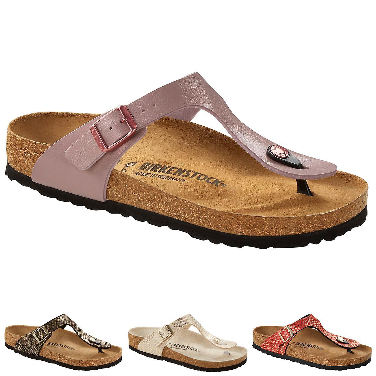 Birkenstock Women's Gizeh Birko-Flor Sandals Shiny Python Eggshell 5.5