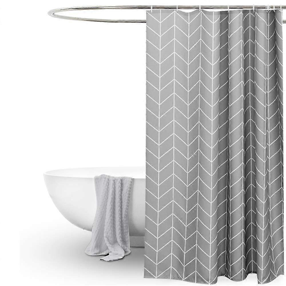 Yuzee Grey Shower Curtain For Bathroom,Geometric Pattern,Water Repellant Anti Mould Extra Wide Long Shower Curtains 200 X 200cm Drop For Wet Room