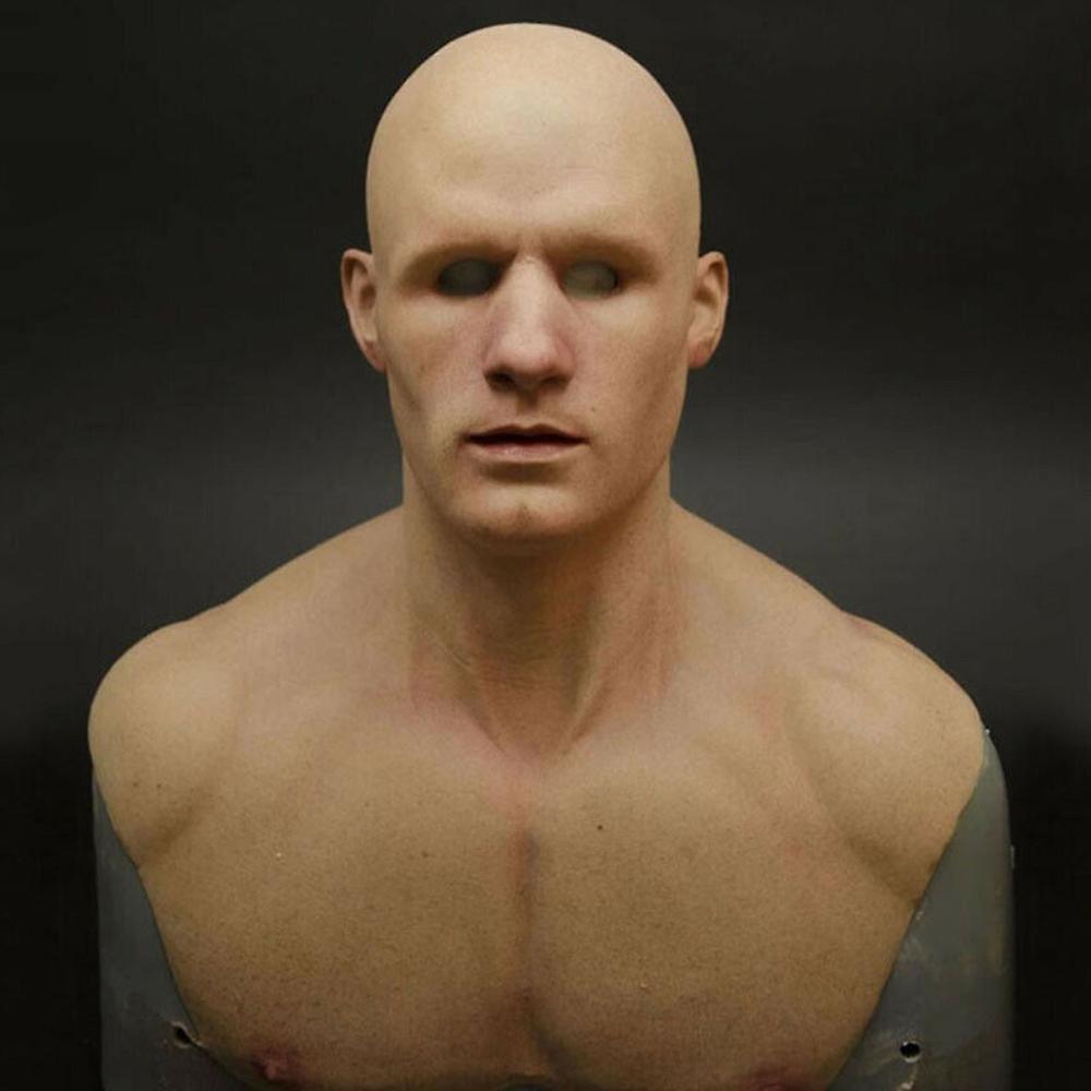 Vicbuy Latex Man Face Cover Masks Male Disguise Cosplay Party Props Bald