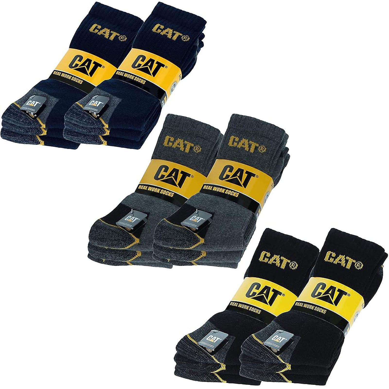 6 Pairs of CAT Caterpillar Mens Adults Heavy Duty Industrial Workwear Socks Navy 11-14