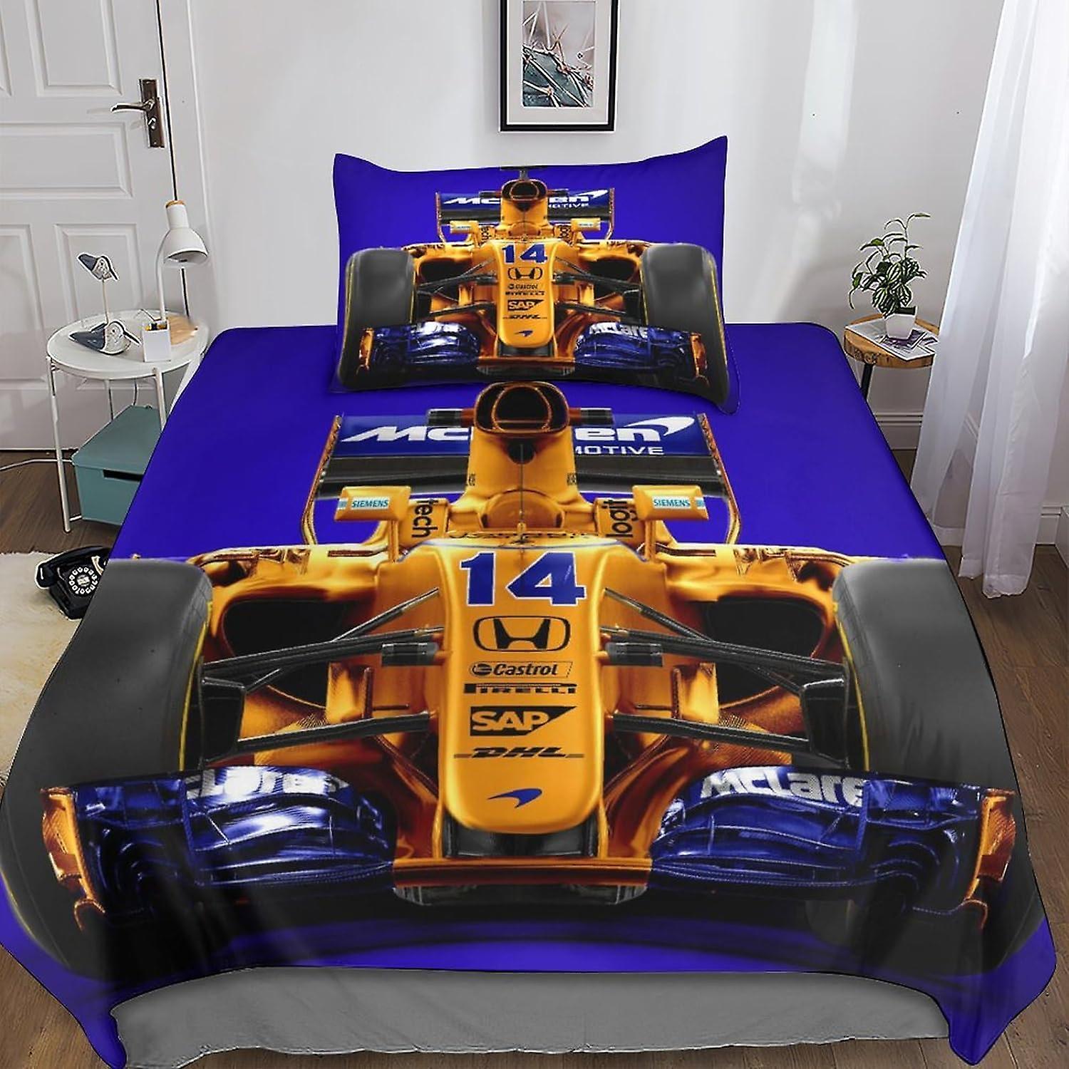 Kerota Formula 1 Bedding Set with F1 3D Printed Duvet Cover, Microfiber Zipper Closure with Pillowcases, for Boys, Girls and Adults Single Single13...