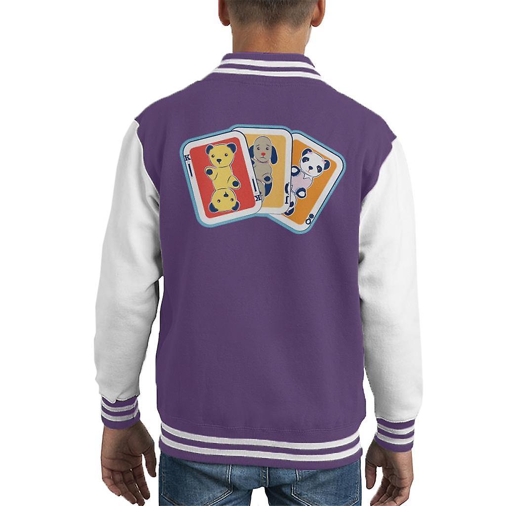 Sooty Playing Card Trio Kid's Varsity Jacket Purple/White Large (9-11 yrs)