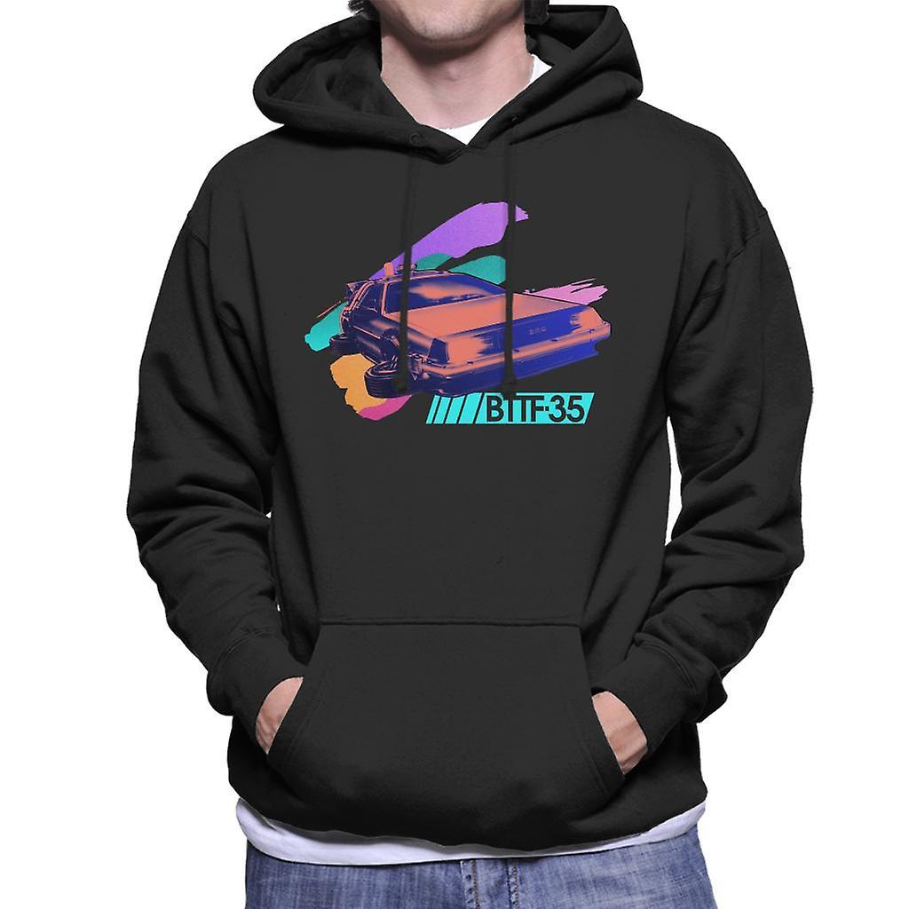 Back to the Future 35th Anniversary Delorean Flying Men's Hooded Sweatshirt Black Small