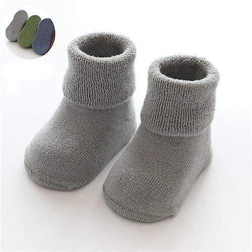 Slowmoose Anti Slip, Winter Warm Thick Socks For Newborn Gray 6M