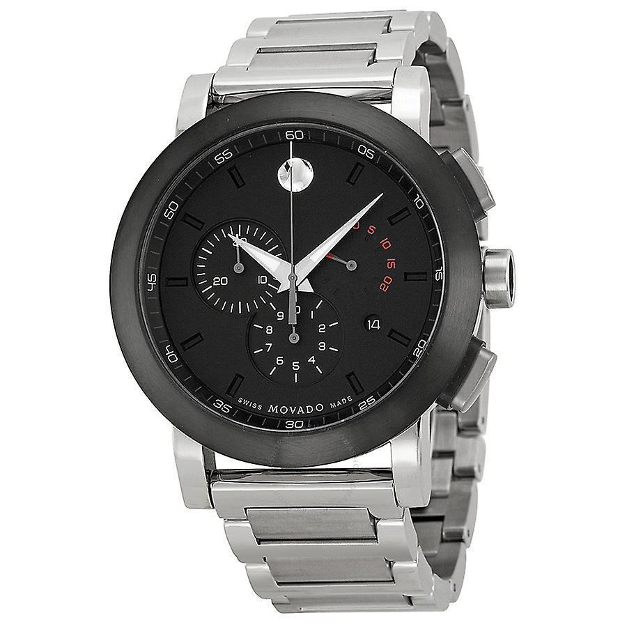 Movado Mens Black Dial Swiss Quartz Chronograph 0606792 Watch One Size