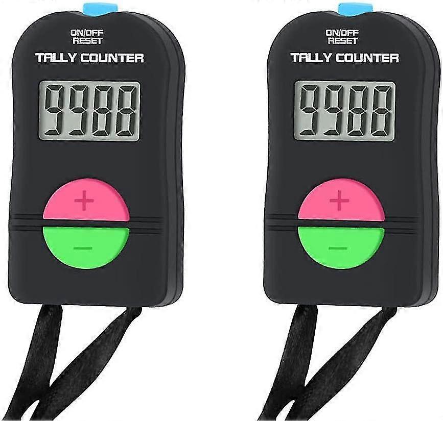 Galozzoit 2 Pcs Electronic Counter, Digital Hand Tally Counter Electronic Manual Clicker With Lanyard Add Subtract Model