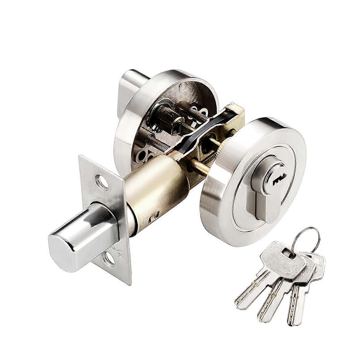 Tsim Single Cylinder Deadbolt, Invisible Door Lock, Qrity Zinc Alloy Entrance Door Lock, Round Deadbolt Lock with Keys