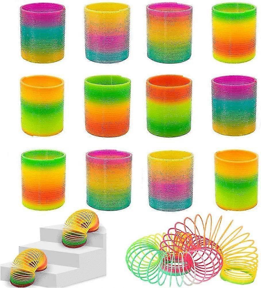 Kensty Rainbow Magic Spring, 12 Pcs Colorful Rainbow Neon Plastic Spring Toy Party Supplies