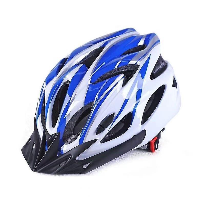 Le Contente Bicycle Helmet Mountain Bike Safety Helmet Breathable Adult Road Bike Helmet White Blue