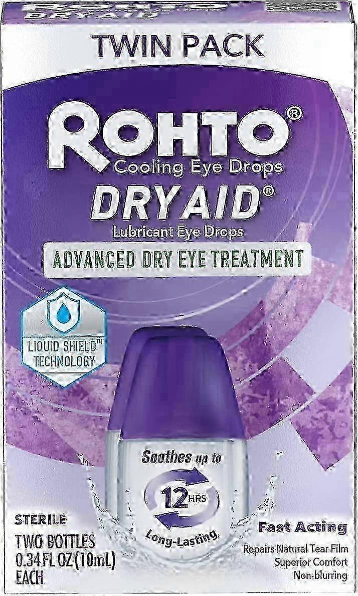 Rohto dry-aid dry eye relief lubricant eye drops, twin pack, 1 ea