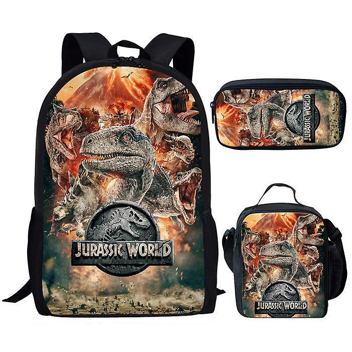 Sszfv Jurassic World Dinosaur Backpack Jurassic World Student School Bag Lunch Bag Pencil Case