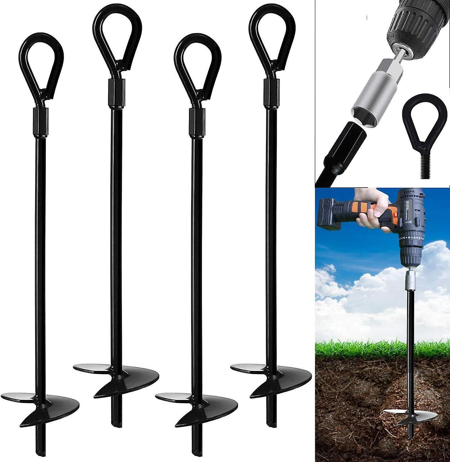 Tcgg-ground Anchors, Heavy Duty Earth Anchors For 15 Inch Augers, Ground Anchor Sets For Tents, Canopies, Shelters, Trampolines And Swings (8 Pcs)