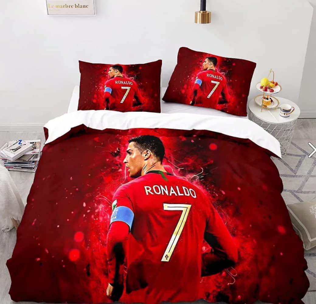 Kerota Cristiano Ronaldo Duvet Cover 100% Microfiber, 3D Digital Printed Bedding Set, 3 Piece Single135x200cm