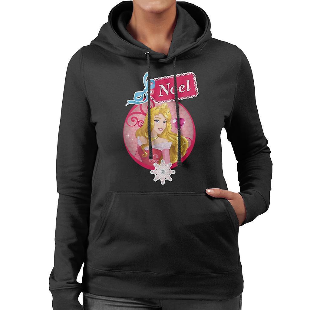 Disney Christmas Sleeping Beauty Princess Aurora Noel Women's Hooded Sweatshirt Black Large