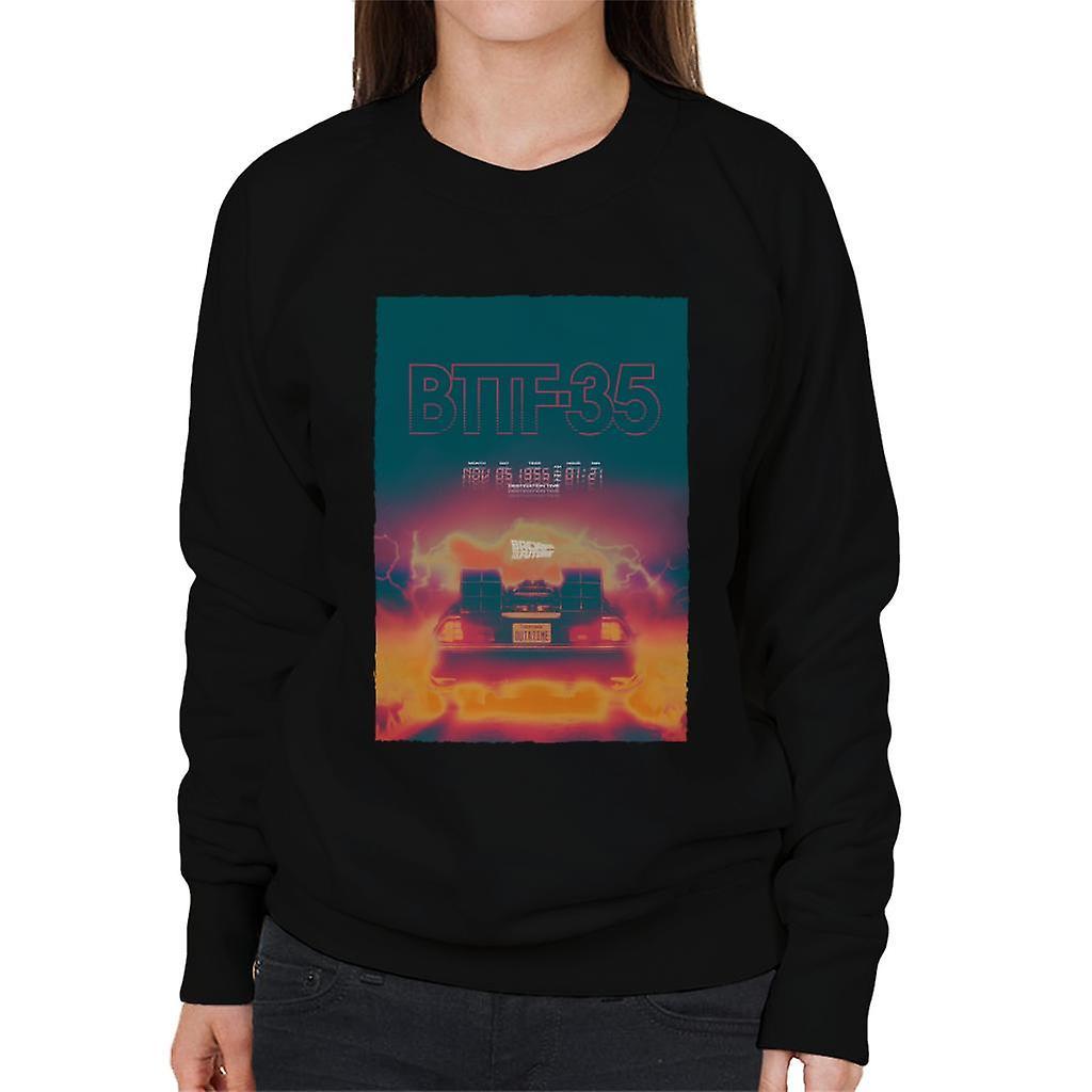 Back to the Future Delorean 35 Electric Flames Women's Sweatshirt Black Large