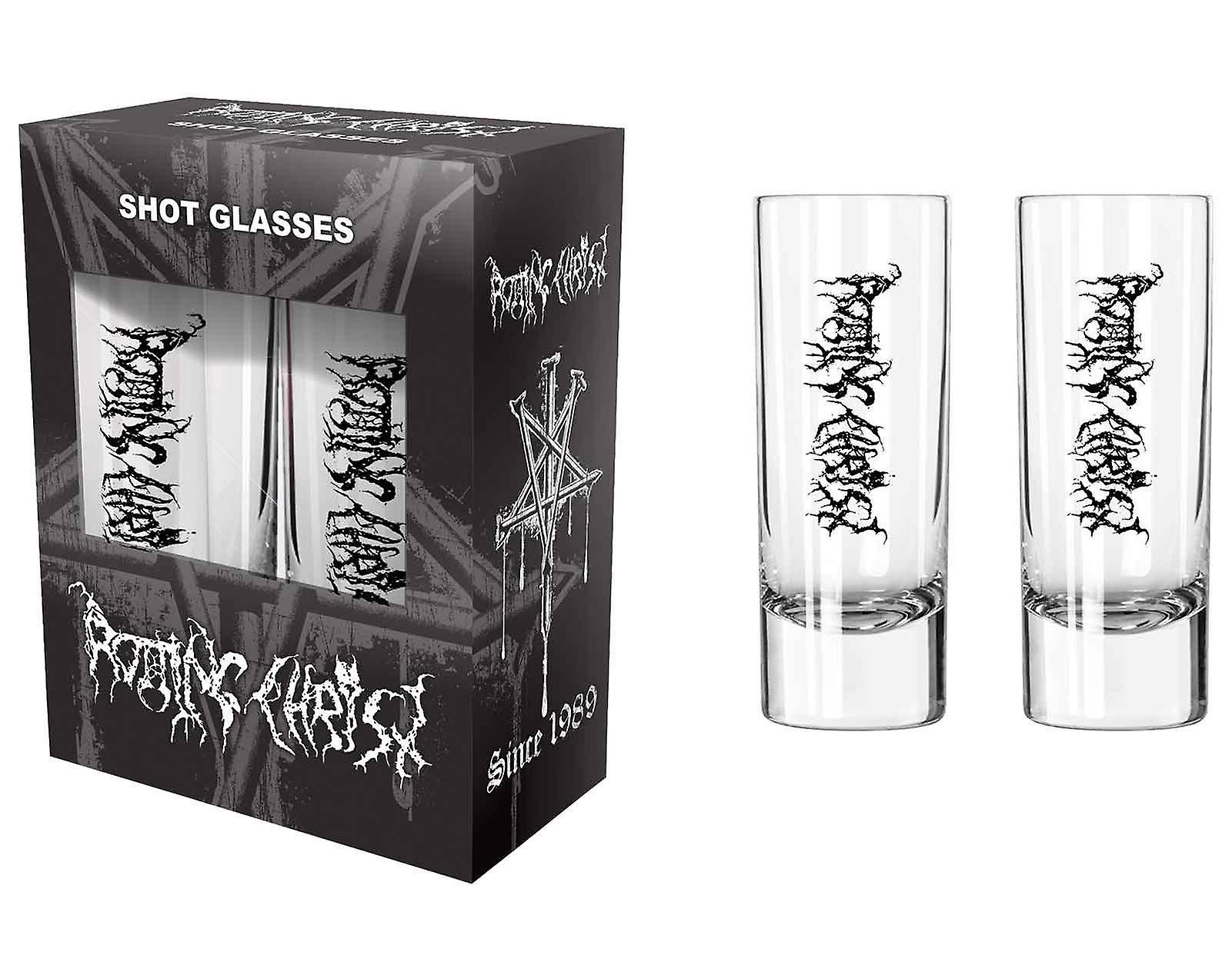 Rotting Christ Shot Glasses Since 1989 Band Logo new Official Black Boxed 2 Pack One Size