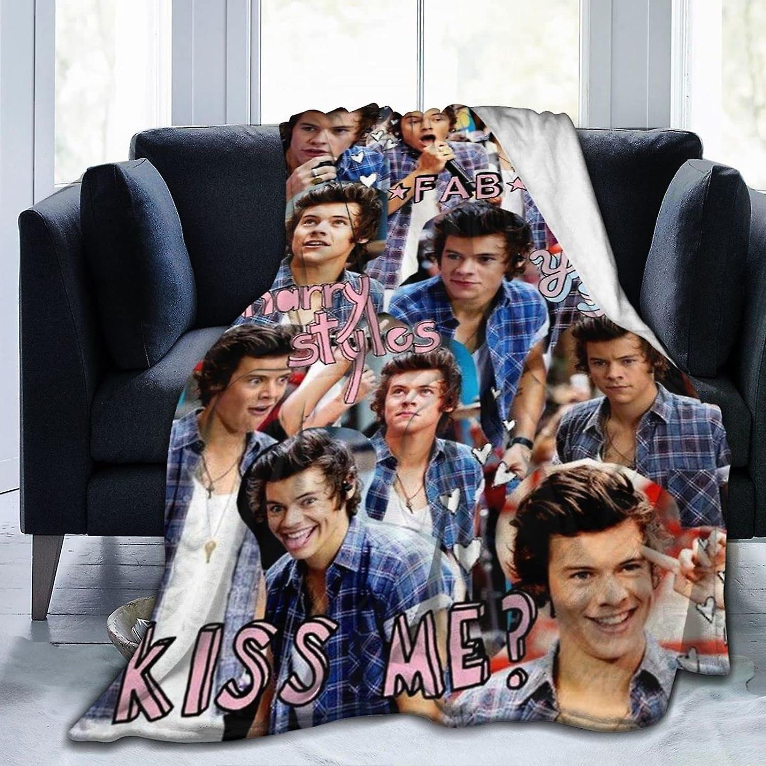 Kerota WO064 Throw Blanket Cozy Lightweight Warm Ultra-Soft Micro Fleece Blanket Harry Tom Styles Sofa Blanket For Couch Bed Camping Travel Picnic ..