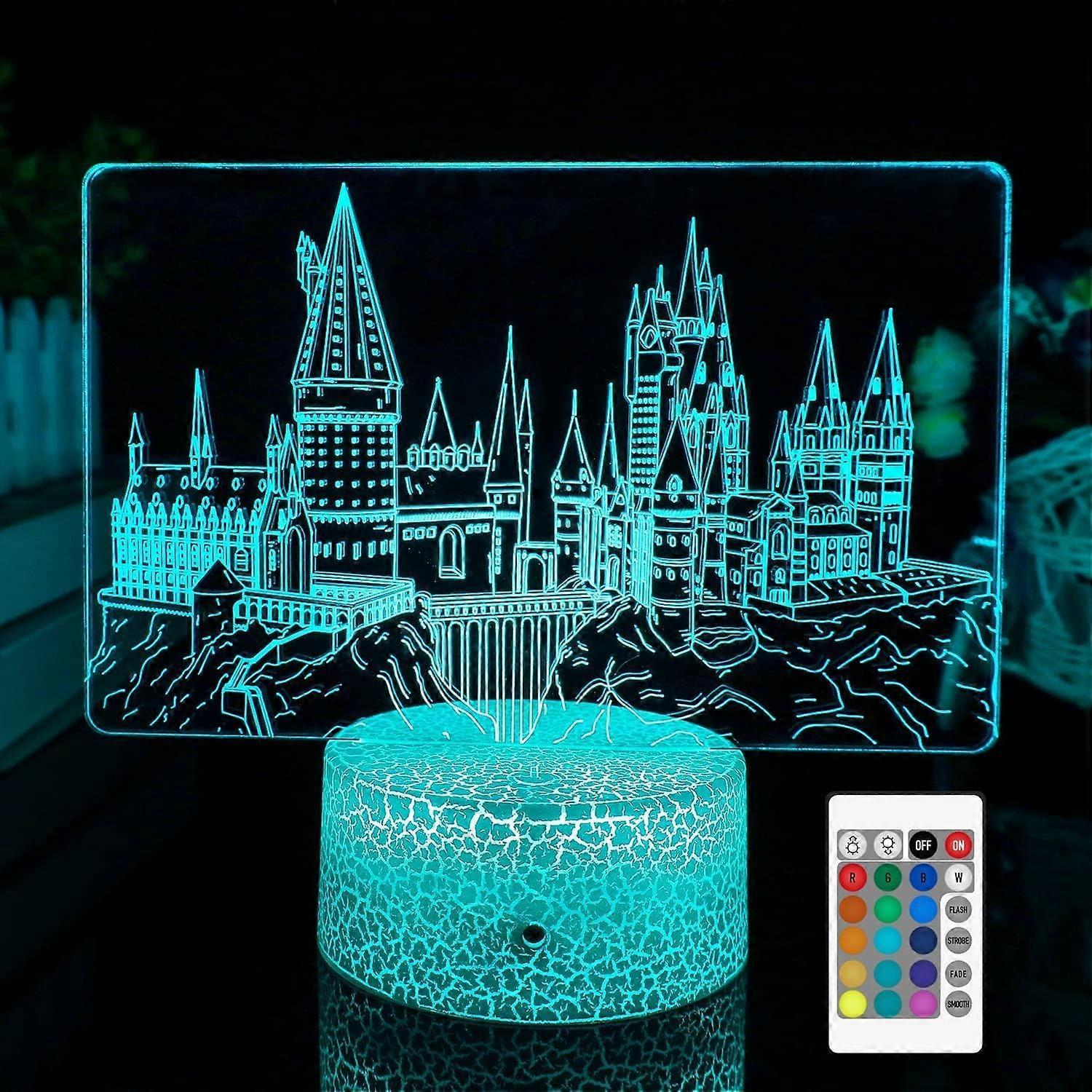 Xcy Night Light for Kids Hogwarts Castle 3D Illusion Lamp, with Remote & Smart Touch16 Colors Changing Dimmable