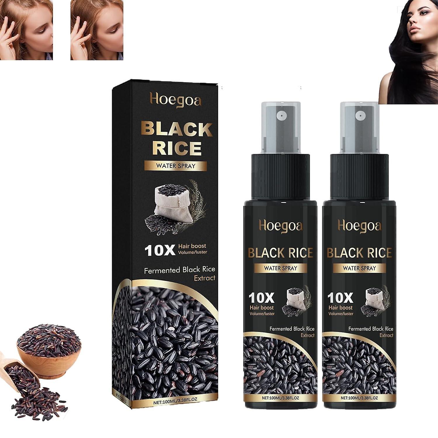 Frusde Rice Water Spray, Vegan Hair Growth Spray, Black Rice Water Serum, Rice Water Hair Growth Treatment, For Hair Loss, Damaged & Dry Hair 2pcs