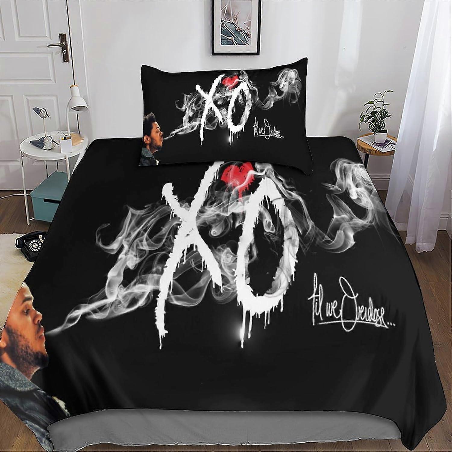 Kerota The Weeknd Reminder Bedding Set 3D Duvet Cover, Printed 2 Pieces, Microfiber Bedding Duvet Cover with Zipper Closure Pillowcases Single Sing...