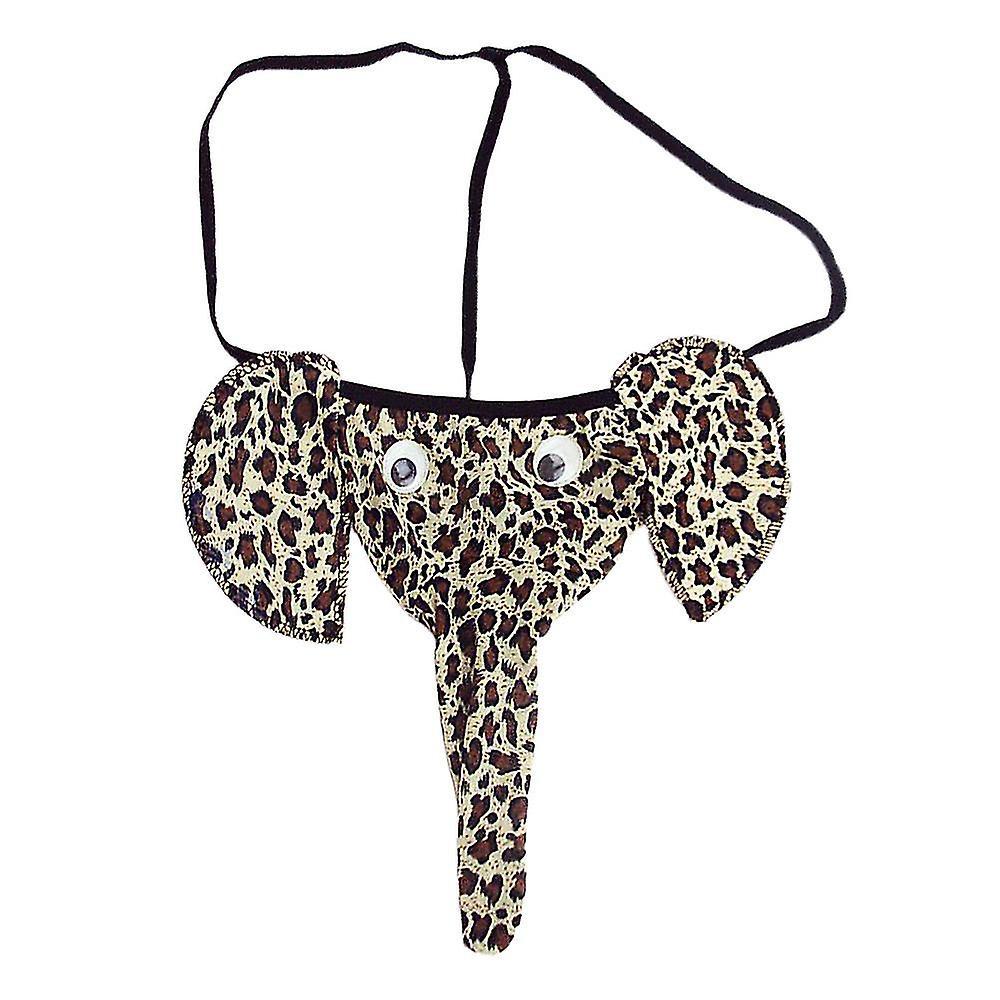 Wfuo Men Novelty Elephant G-strings Panties Thongs Underwear Briefs Lingerie Multi-color Optional Leopard