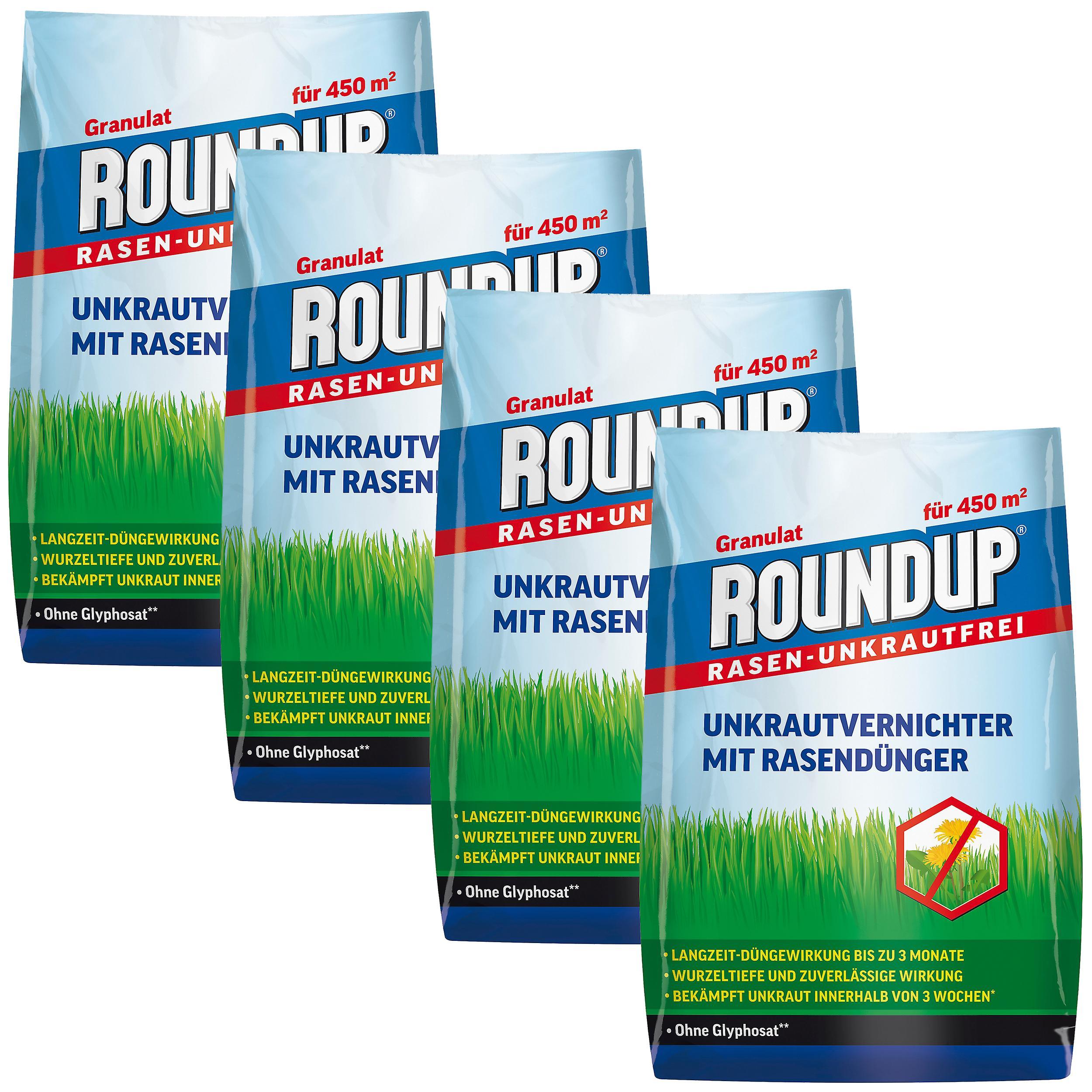 4 x ROUNDUP® Lawn Weed Free 2in1, Weed Killer with Lawn Fertiliser, 9 kg