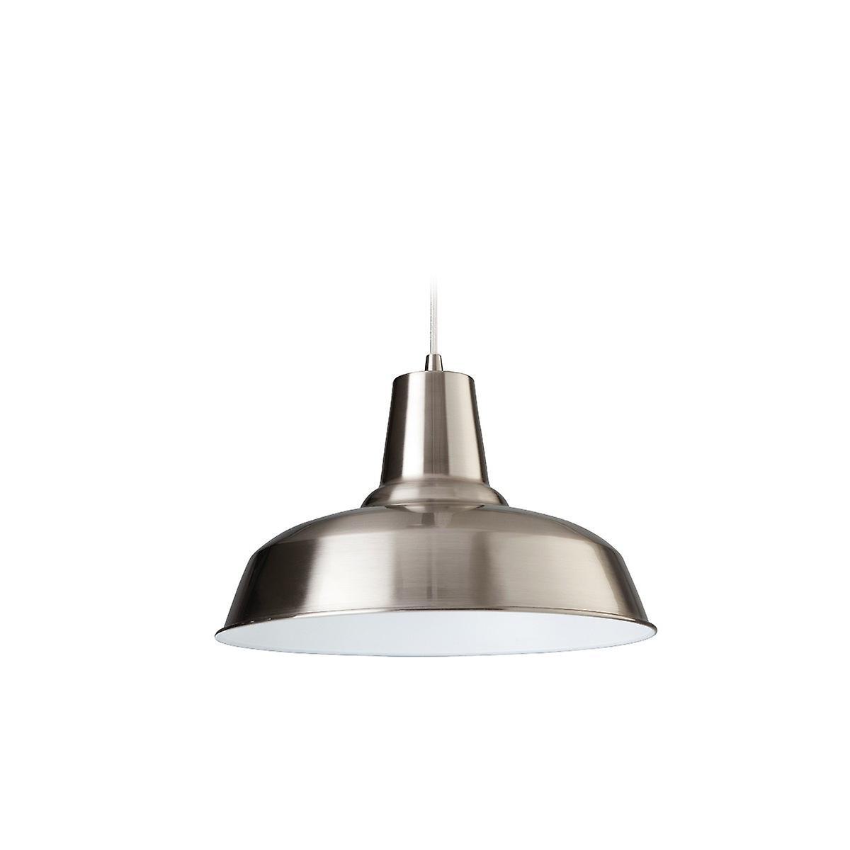 Firstlight Lighting Smart 1 Light Dome Ceiling Pendant Brushed Steel, White Inside, E27