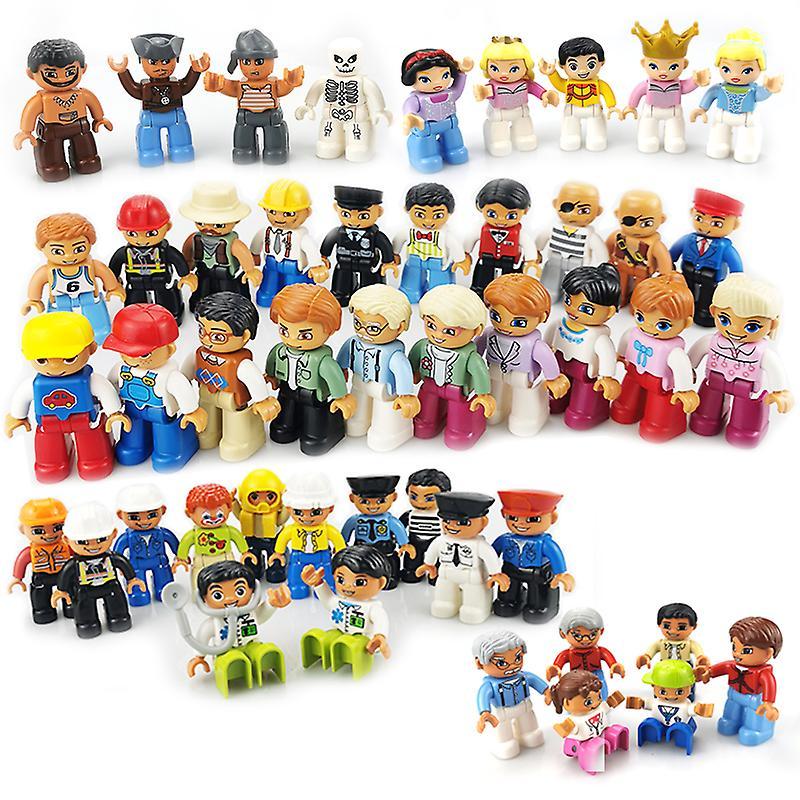 Hxetlv Play House Doll Model Big Building Blocks Accessory Family Worker Police Doctor Princess Toys For Children Multiple Figures Sets 47 dolls