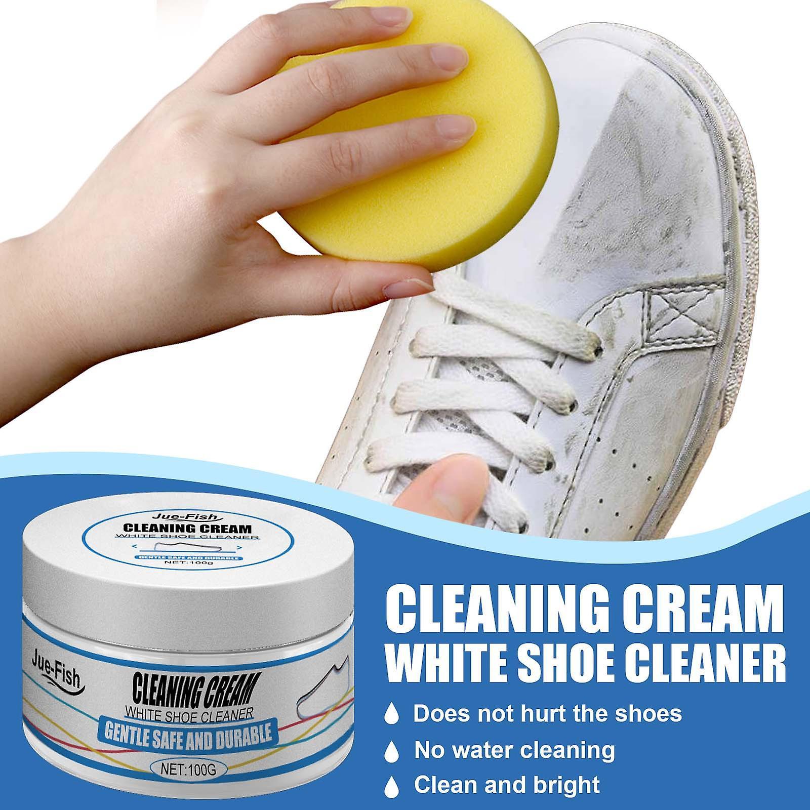 Kakanwo White Shoes Cleaning Cream A Wipe That Is The White Magic Tool Wash-Free Sports Canvas Shoes Cleaning Stains (Two Sponge Brush) As Show