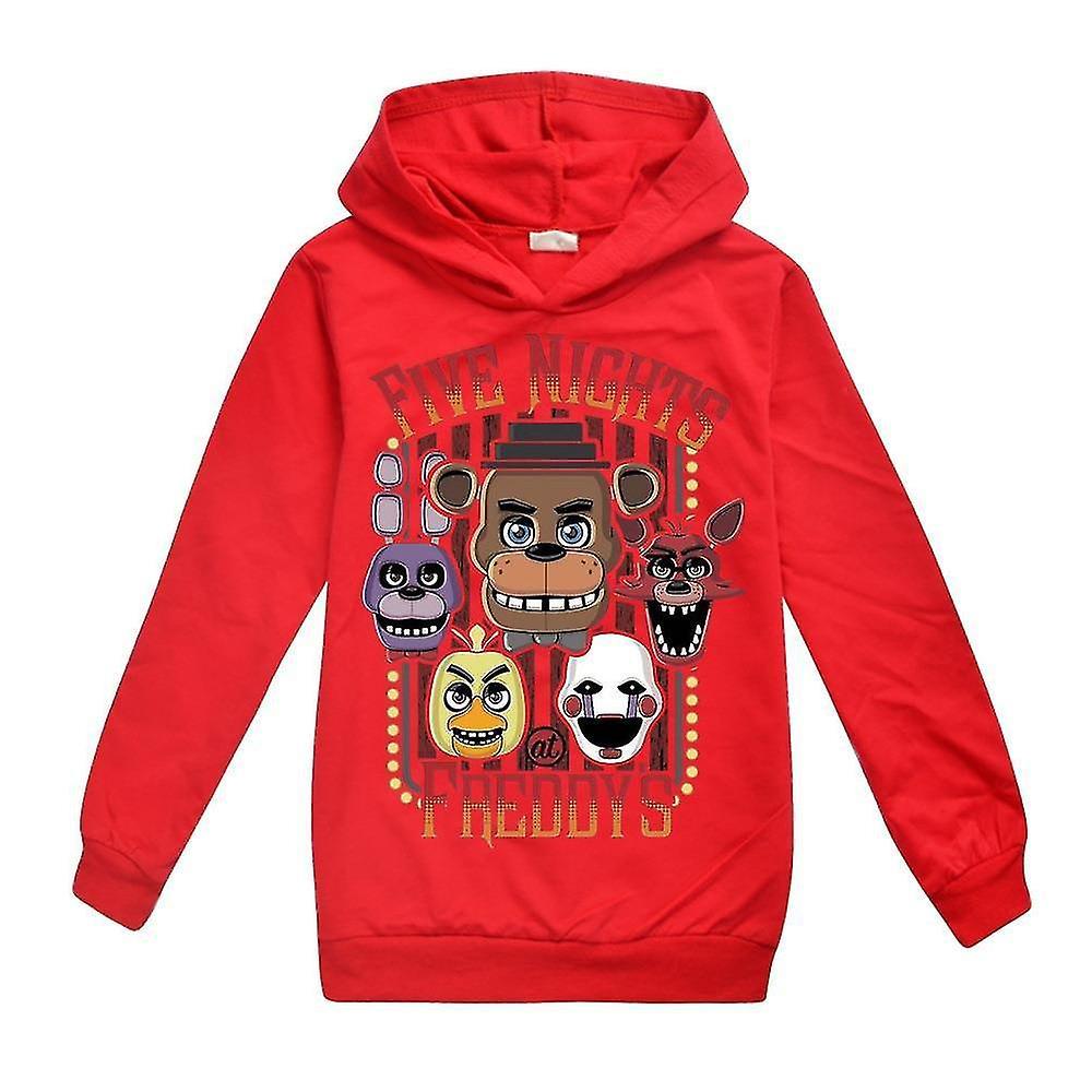 Shinestar 7-14 Years Kids Teens Boys Girls Fnaf Five Night At Freddy's Printed Hoodies Sweatshirt Tops Hooded Pullover Jumper Gifts Red 9-10 Years