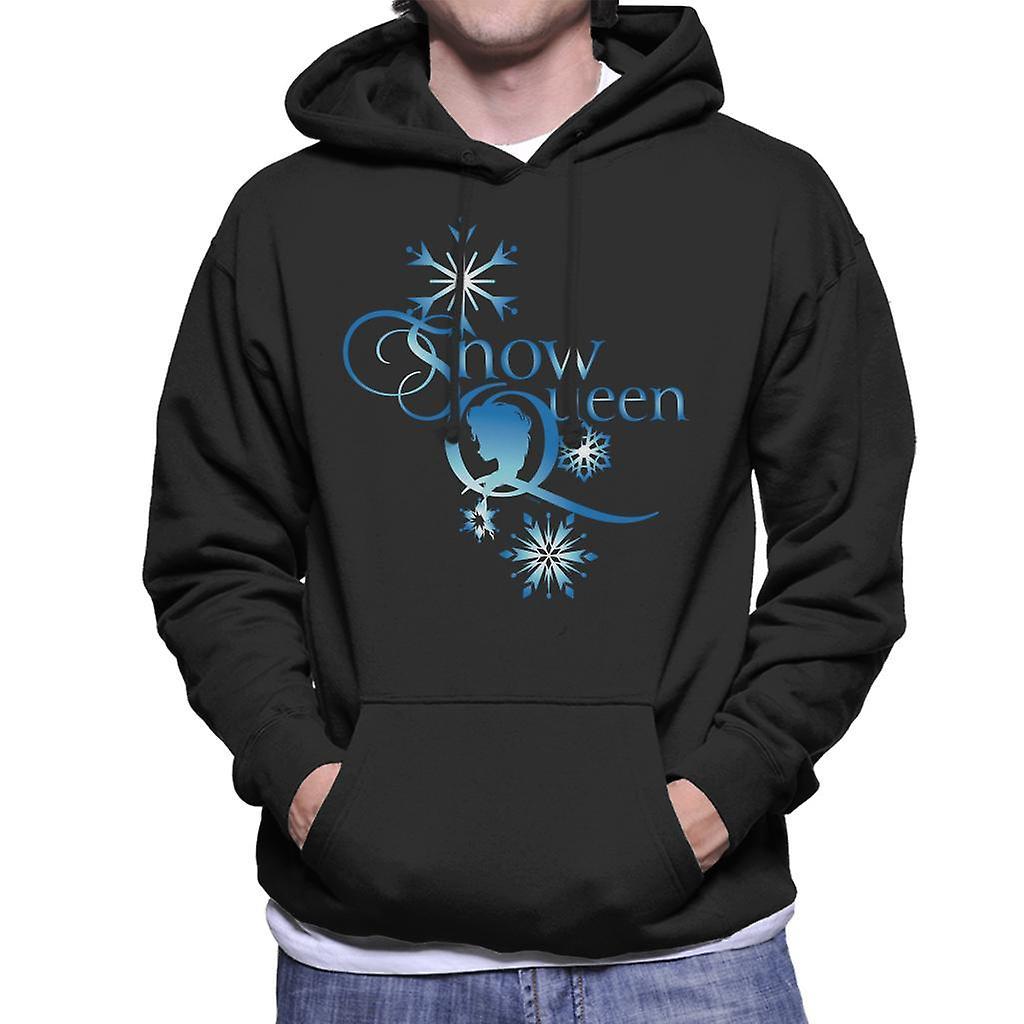 Disney Frozen Snow Queen Snowflakes Text Men's Hooded Sweatshirt Black X-Large