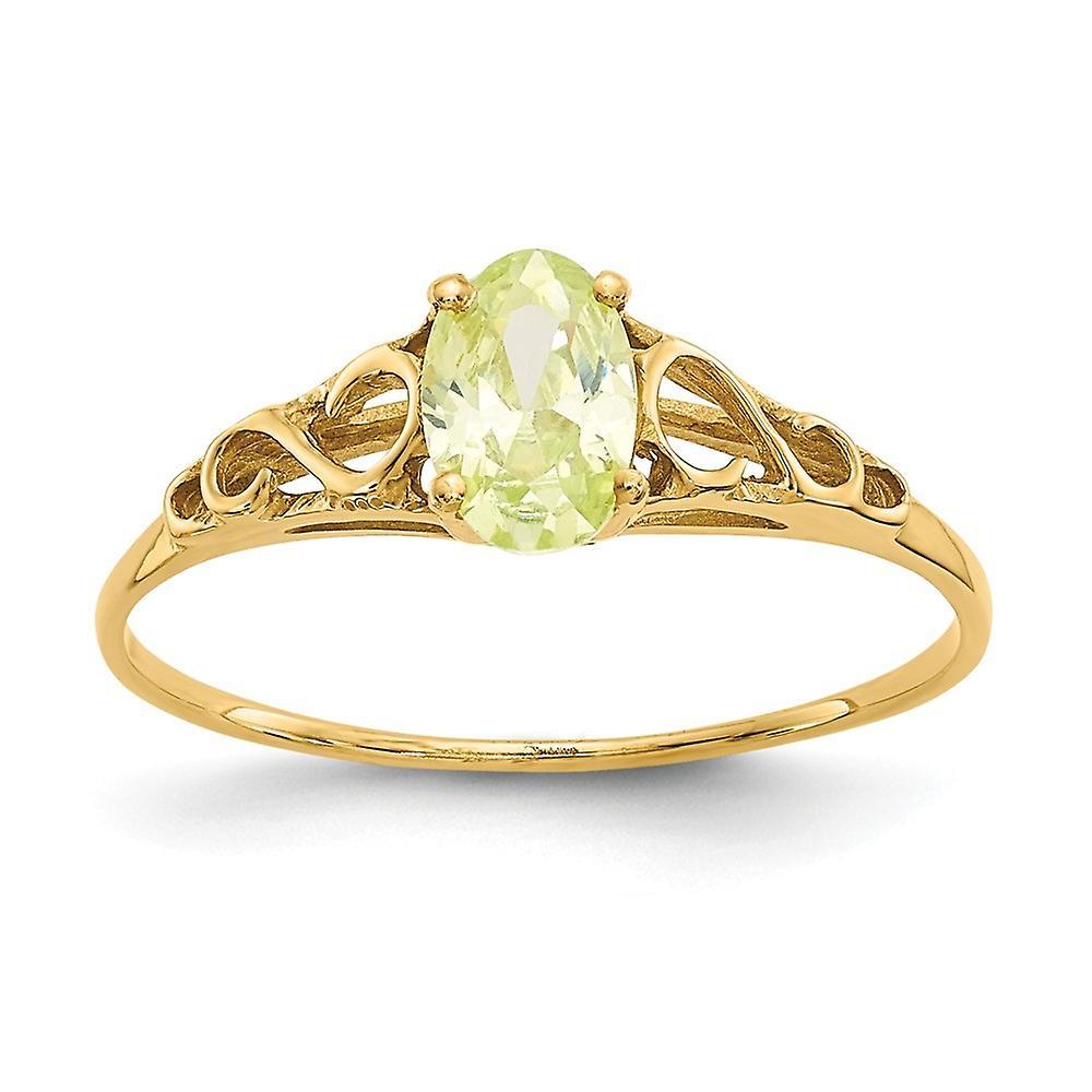 JewelryWeb 14k Yellow Gold Polished Simulated Peridot Ring Size 5 Jewelry Gifts for Women