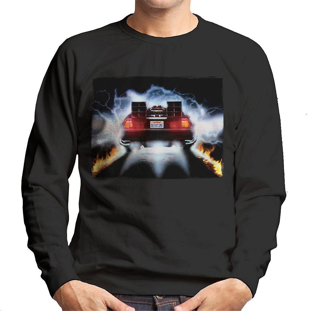 Back to the Future Delorean Taking Off For Time Travel Men's Sweatshirt Black X-Large