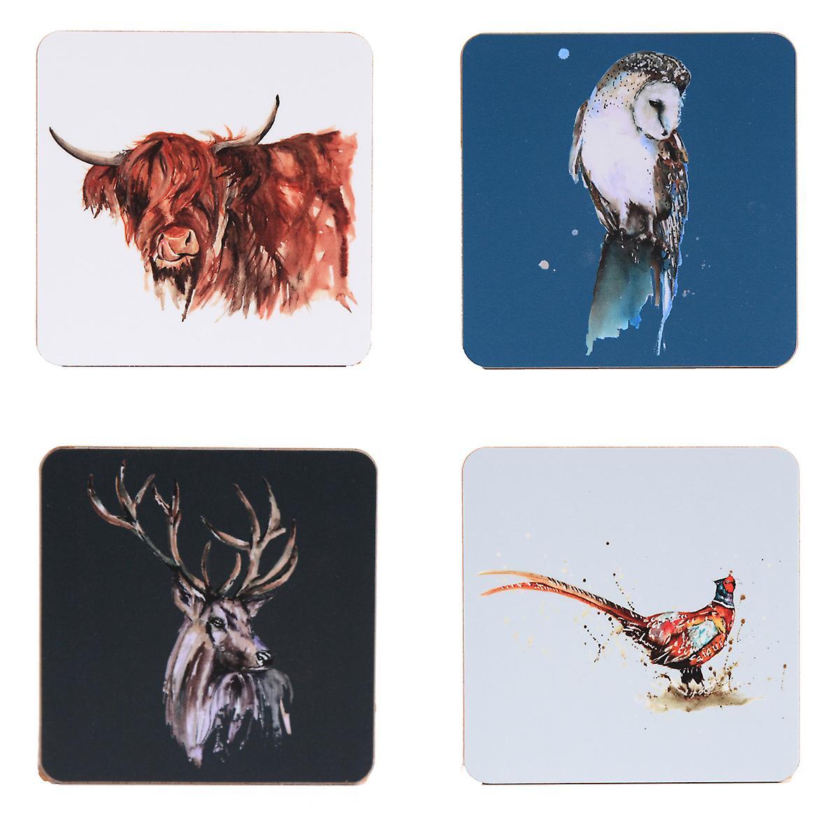 Meg Hawkins Art Meg Hawkins Mixed Wildlife Coasters