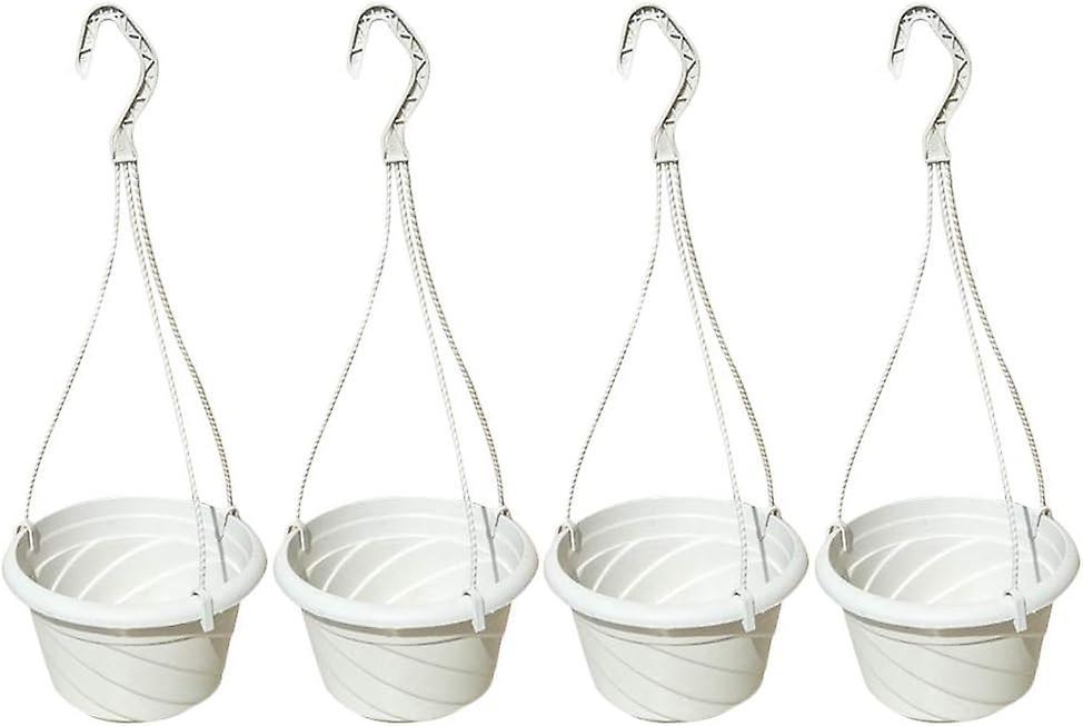 Axxx 4 pack Hanging Planter Basket Indoor/Outdoor Hanging Flower PotsWHITE WHITE