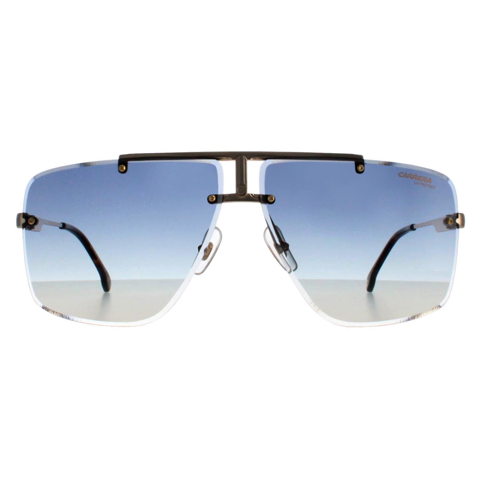 Rimless Yellow Gold Dark Blue Gradient Sunglasses