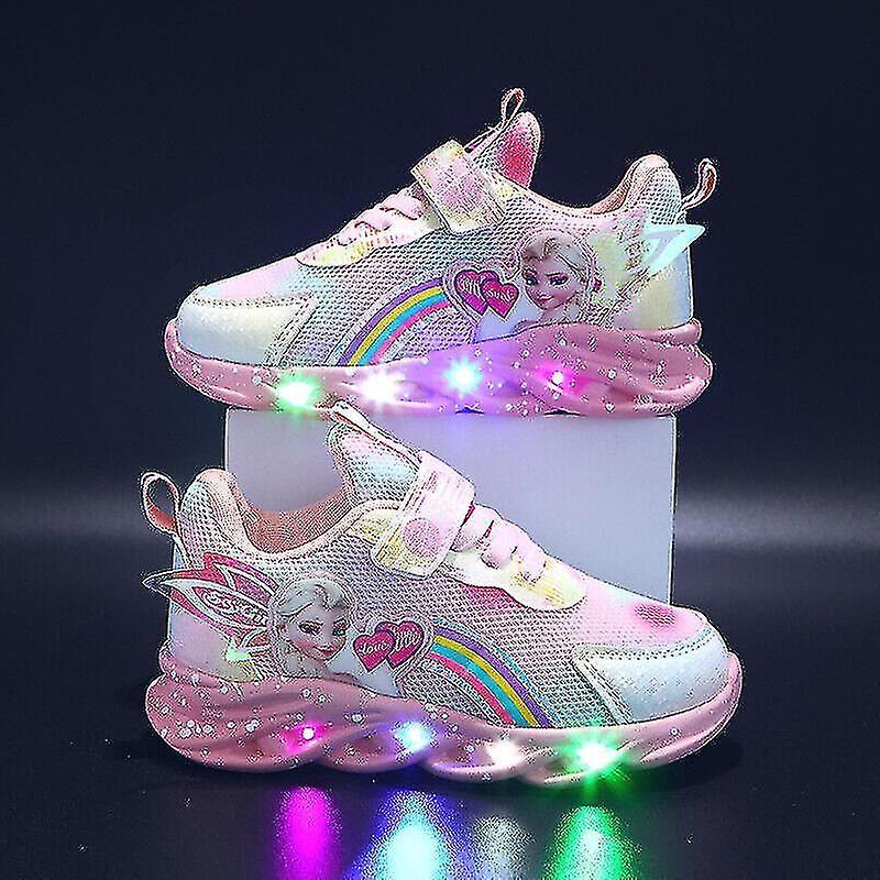 Exsha Kids Led Luminous Shoes Sneakers Flashing Children Girls Light Up Trainers Size Pink 25